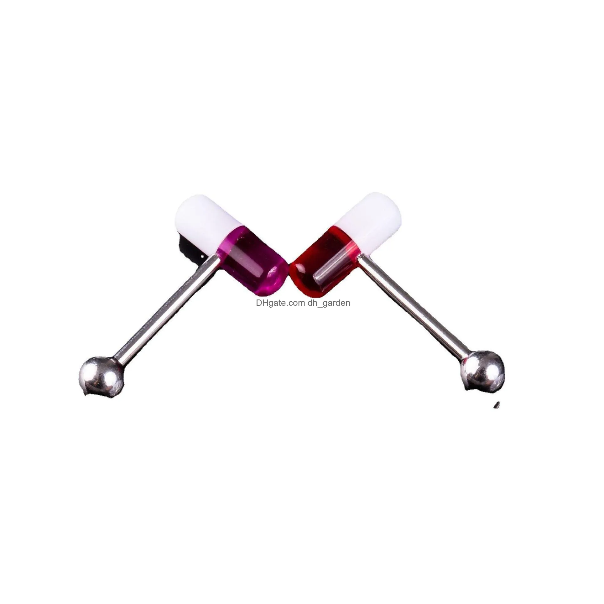 fashion stainless steel acrylic pill hiphop/rock geometric tongue rings body piercing jewelry