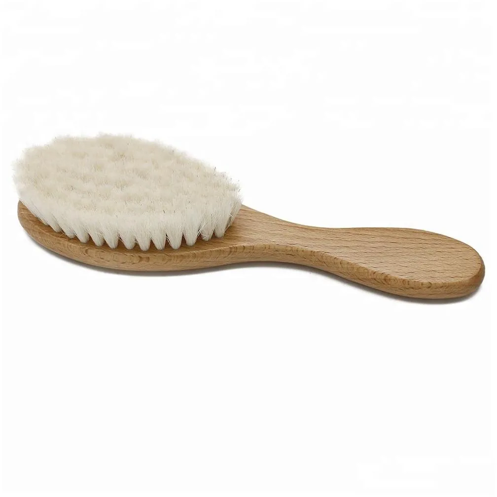 Super Soft Goat Bristle Hair Sweeping Brush Oval Wood Handle Barber Dust Brush For Broken Hair Cleaning Tool Men Beard Comb