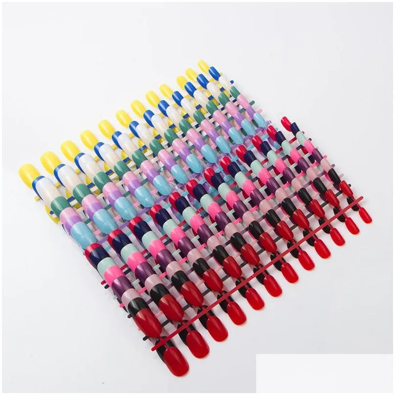 Mixed 18 colors full short round nail tips Soft candy color oval head fake nails Acrylic false nail art salon tips