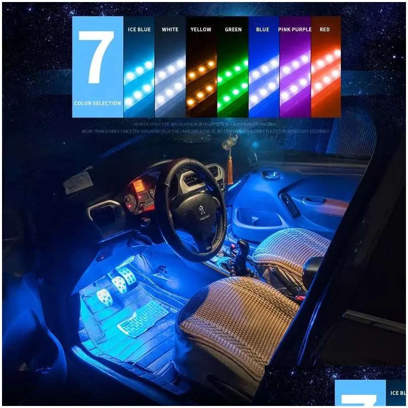 car styling auto led rgb light flexible strips app control decorative atmosphere interior external lamp under tube neon lights