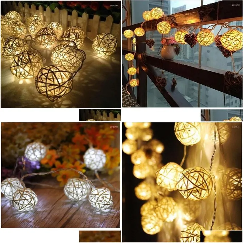 strings led string lights rattan ball garlands holiday wedding party decoration usb / battery powered christmas fairy light outdoor