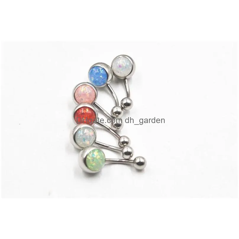 50pcs opal gems button /woman belly barbell surgical steel navel piercing tongue/nipple shild rings