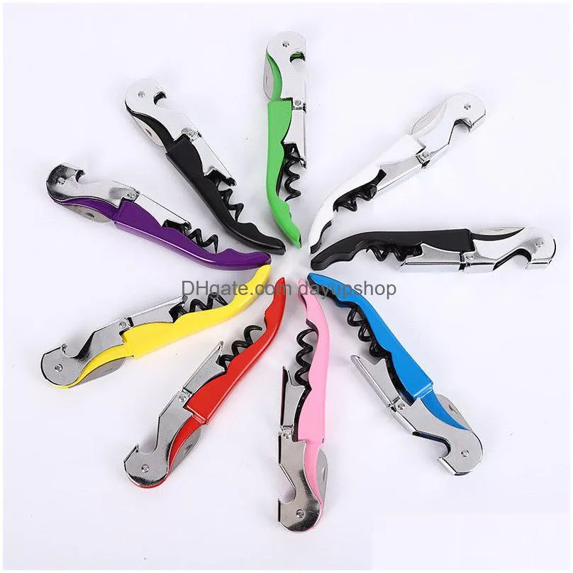 wine opener stainless steel corkscrew knife bottle cap tainless steel corkscrew bottle openers candy color multi-function keychain