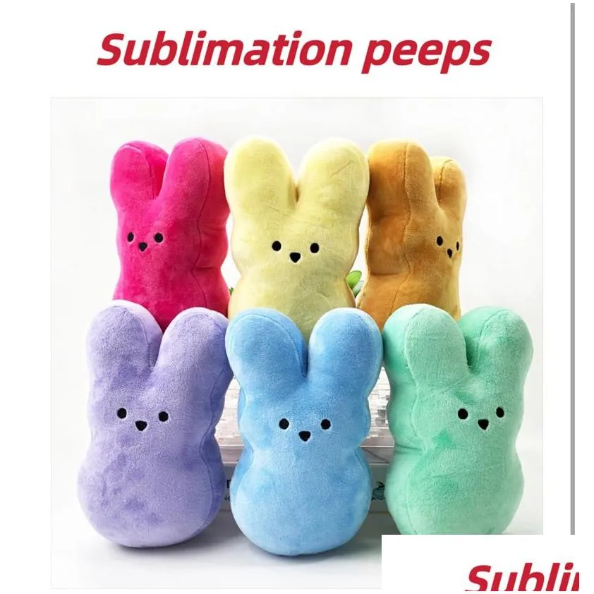 Sublimation Easter Bunny Peeps Party Supplies peeps plush Bunny Rabbit Dolls Simulation Stuffed Animal for kids Gift Soft Pillow