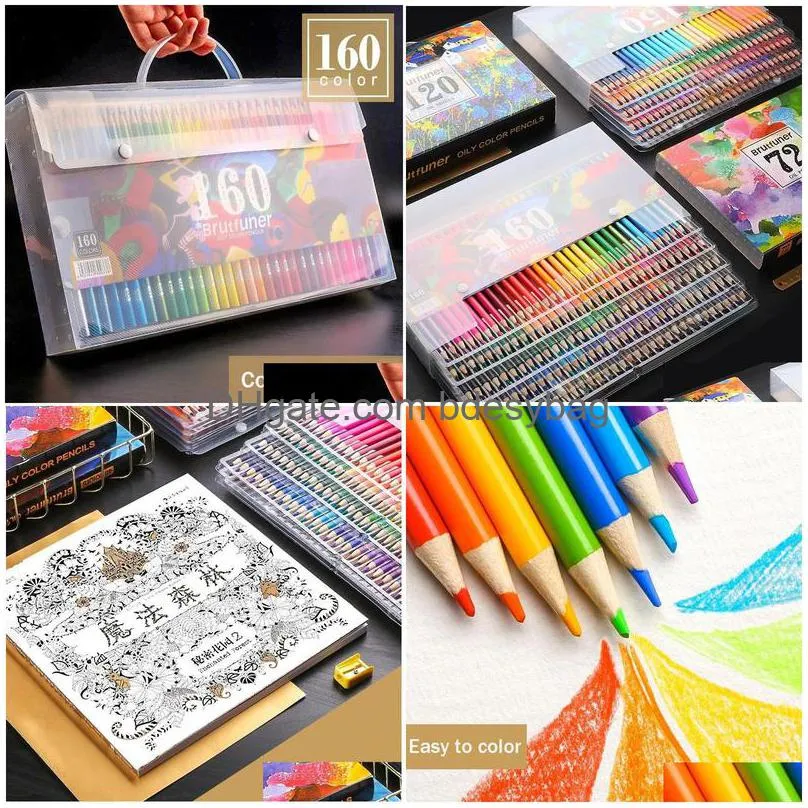 brutfuner 160 colors professional oil color pencils set lapis de cor artist painting sketching color pencil school art supplies