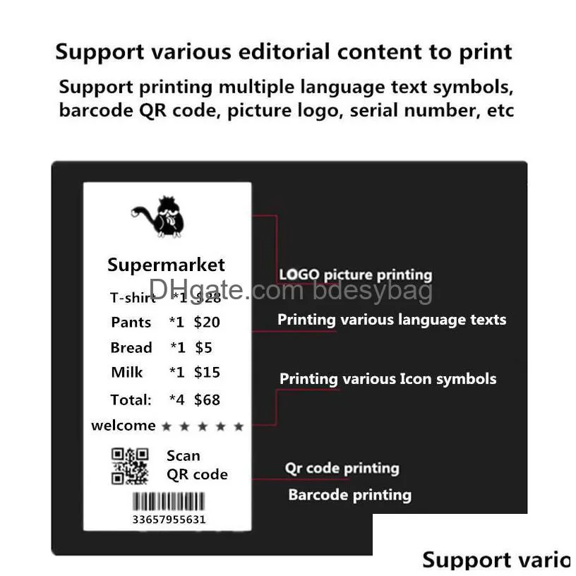 copiers 58mbiii restaurant take away supermarket retail checkout pos cash register usb wireless bluetooth 58mm thermal receipt printer