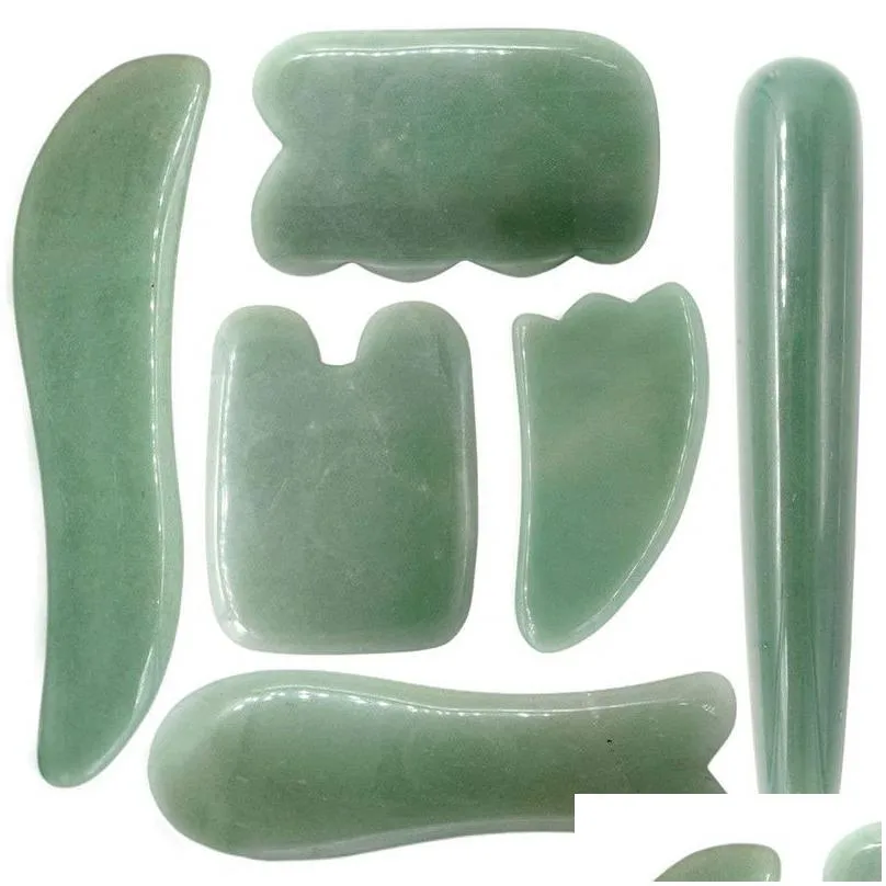 Natural Aventurine Jade Stone Guasha Massage Tool Acupuncture SPA Therapy Gua Sha Massager Scraping Board Antistress Body