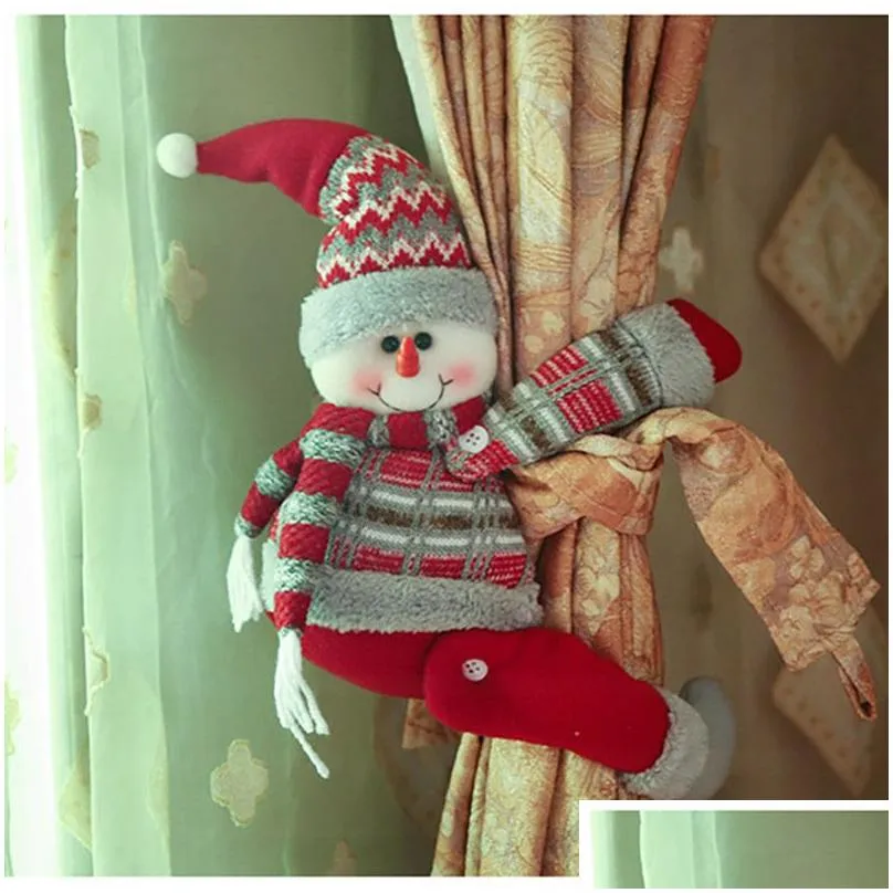 Christmas Decorations Curtain Buckle Tieback Santa snowman reindeer dolls Curtain Hook hangs Christmas Window Festive Party Home decor