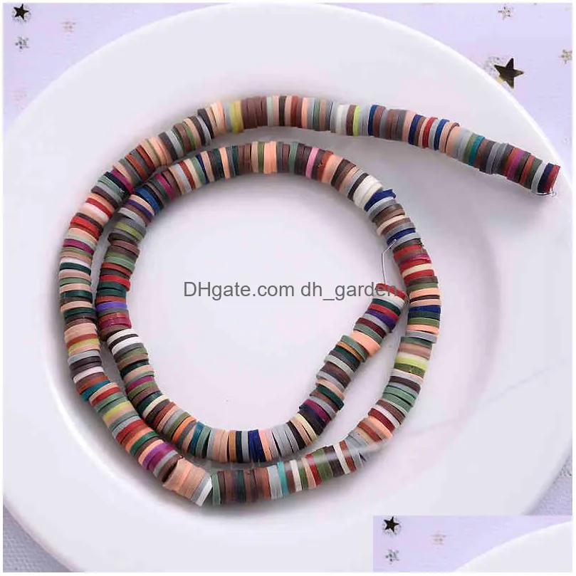 6mm multi color blend flat round polymer clay chip disk loose spacer handmade beads for jewelry making diy accessories