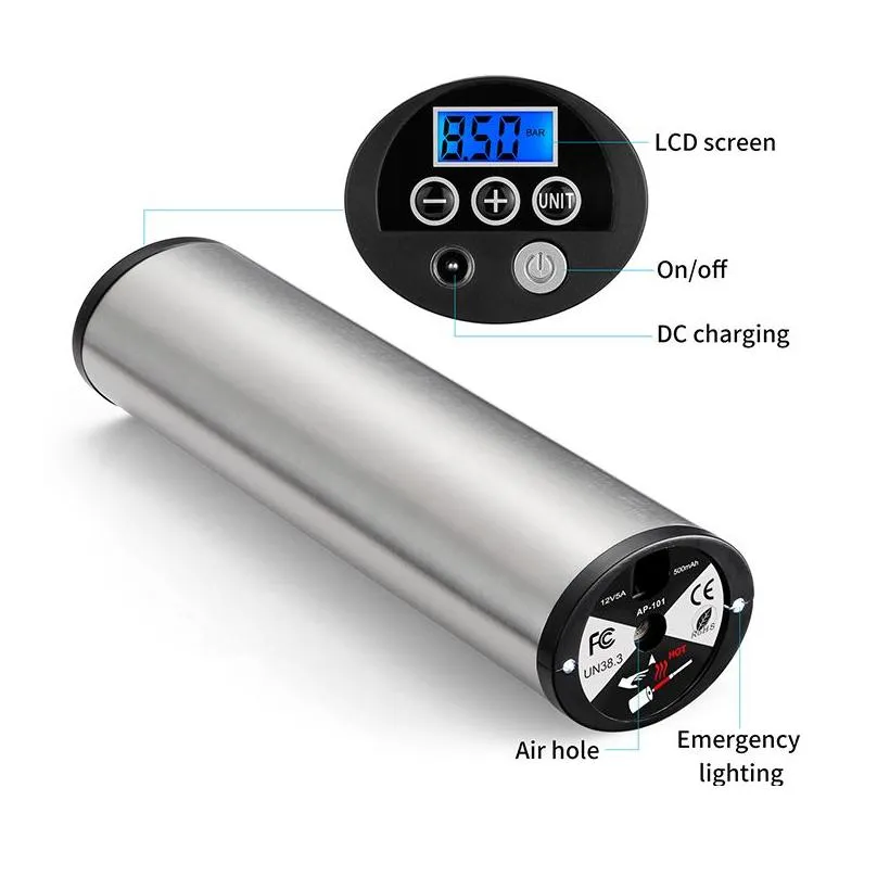 electric car inflatable pump usb 150psi handheld air inflator rechargeable led display tire pressure car bike toy motor balls swimming