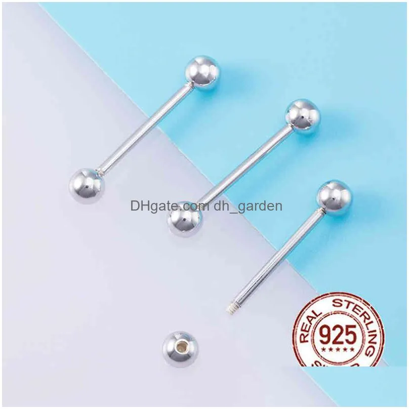 1pc 925 sterling silver round straight tongue barbell for women 16mm nipple rings 14g hypoallergenic piercing fine jewelry