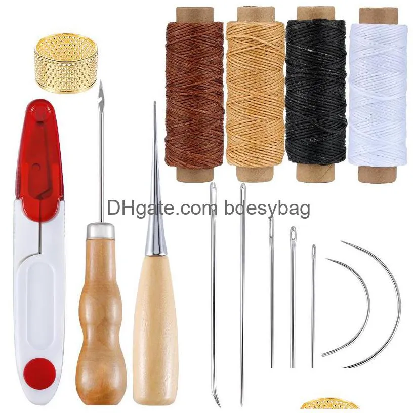 professional leather craft tools kit hand sewing stitching punch carving work saddle set accessories diy tool set