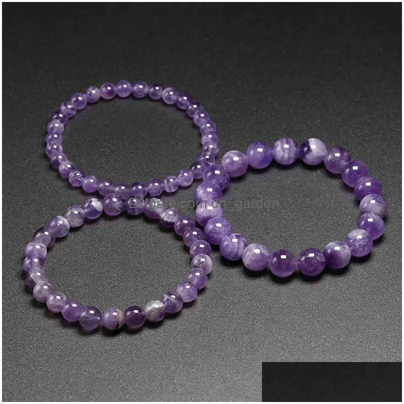 natural dream amethysts quartz light purple gemstone women beaded stretch bracelet energy gift jewelry