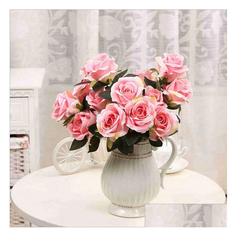 7 Heads Rose Flowers Artificial Silk Rose Flowers Real Touch Rose Wedding Party Home Floral Decor Flower Arrangement Peony