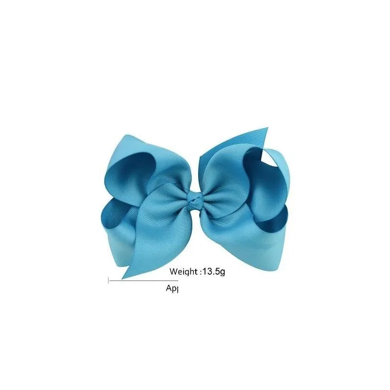 40 color 6 inch boutique solid ribbon grosgrain hair bow with clips for kids girls handmade hair accessories