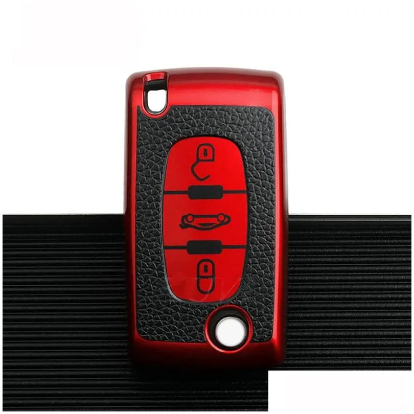 3 buttons soft car remote key case leather tpu 2 button protect cover for peugeot 107 207 307 307s 308 407 607 for citroen c2 c3 c4 c5 c6 c8 auto