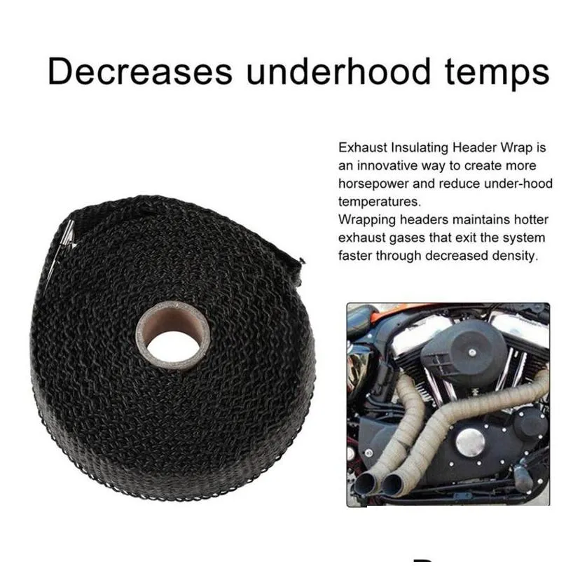 5m car motorcycle exhaust wrap pipe heat shields turbo mainfold thermal tape stainless steel ties