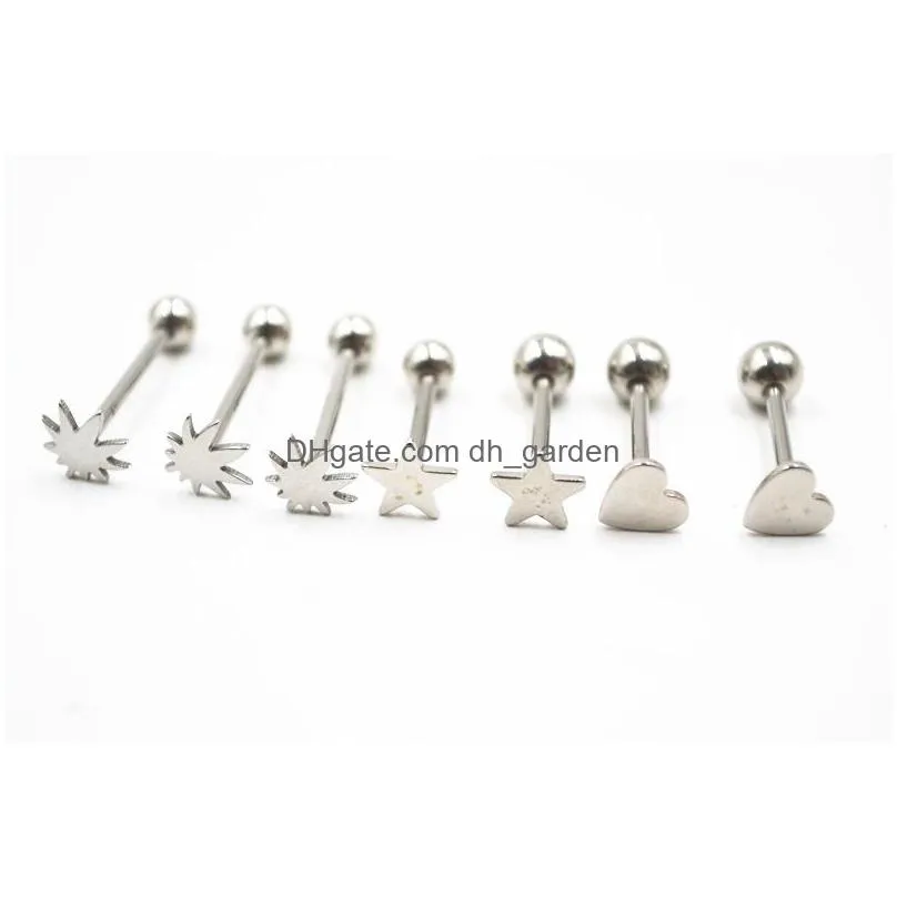 50pcs body jewelry piercing surgical steel tongue ring barbells nipple bar 14g~1.6mm mix s