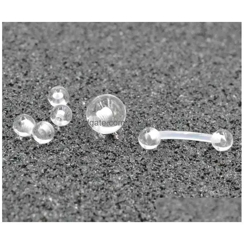 shippment 100pcs/lot clear ball replacement for retainers lip/eyebrow/navel/tongue 16g 14g body piercing jewelry