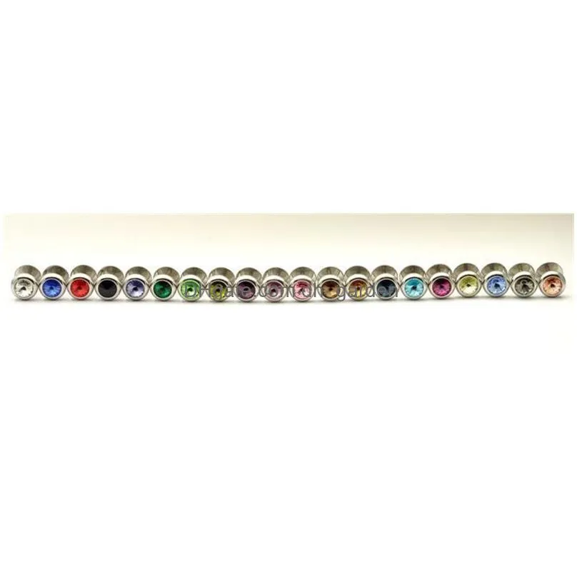 whole mixed 20colors dumbbell tongue rings 200pcs crystal stone fake plug cheater earring body jewelry