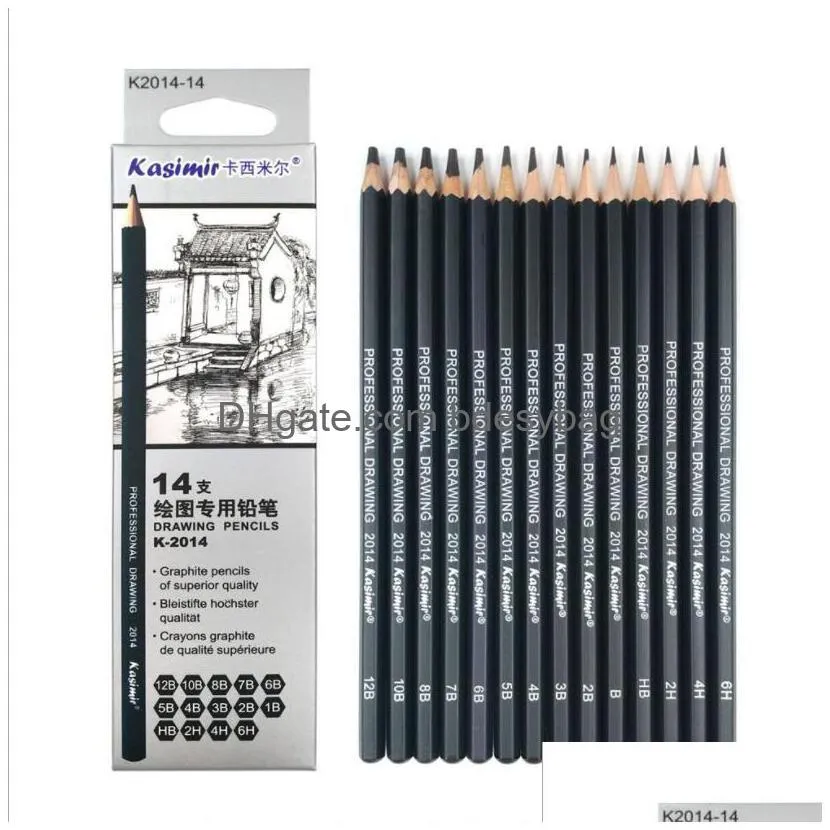 14pcs/set drawing pencil set wooden professional art supplies hard/medium/soft sketch charcoal pencils art painting stationery