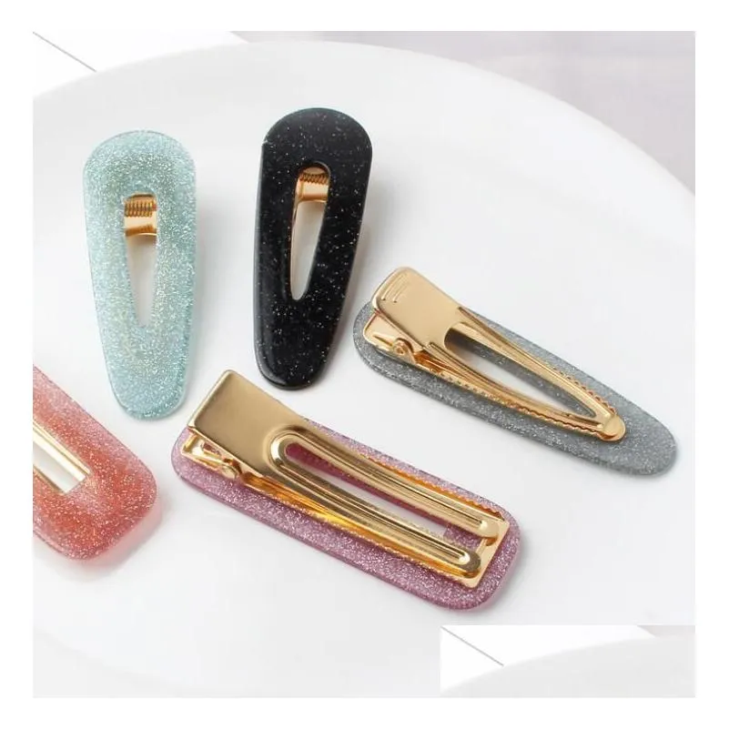 Hair Clips Geometry Hairpins Headwear For Women Girls Rhinestone Pins Barrette Styling Tools Accessories 12 Colors