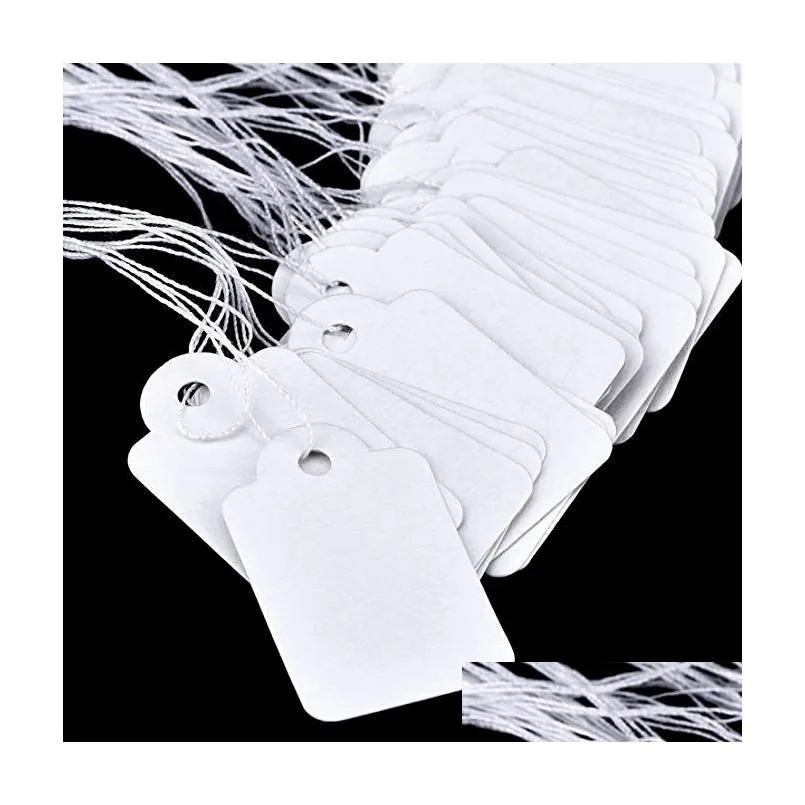 SF 100pcs/lot blank White Price Tags paper Marking Tags Jewelry Clothing Price Labels products Display Tags with Hanging String