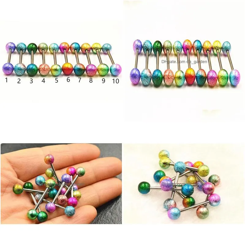 50pcs tongue/ nipple shield ring barbells straight bar 14gx16x6/6 colors body piercing jewelry