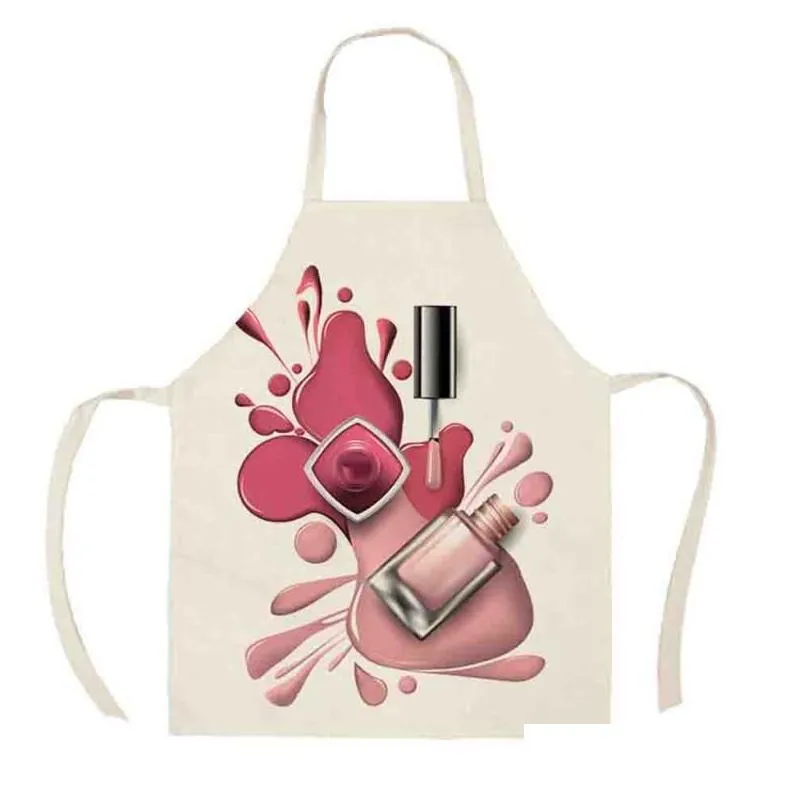 cartoon cute nail polish cotton and linen apron kitchen household cooking cleaning tools table skirt