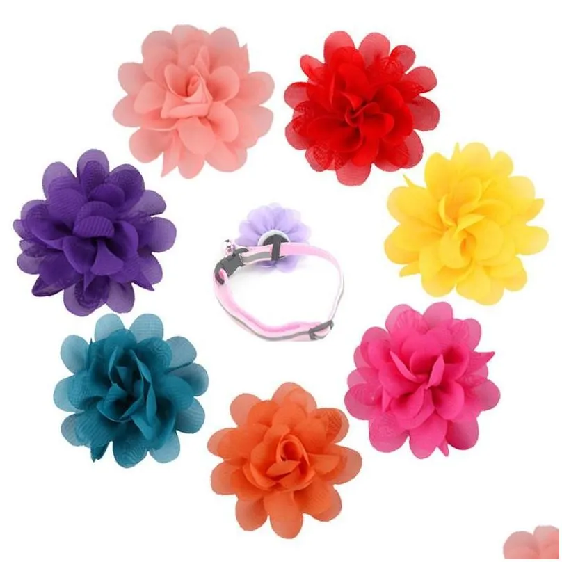 50/100pcs dog collar flowers pet bow tie charm collars puppy dog charms flower slides attachment decoration grooming accessories