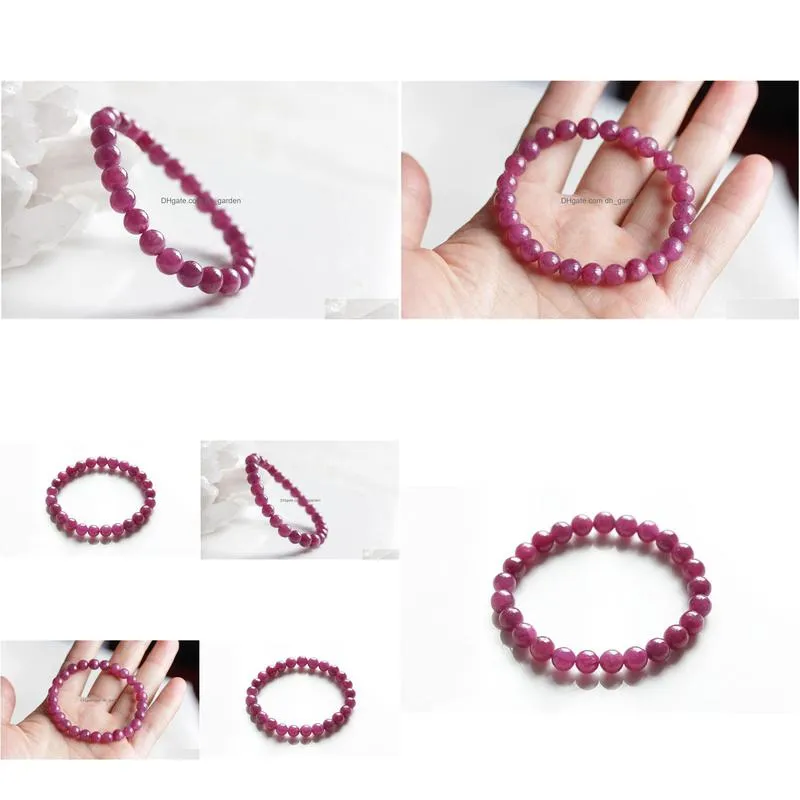 top quality genuine red rose natural gemstone round stretch crystal beads bracelet 7mm 8mm 9mm rare ruby stone aaaaa