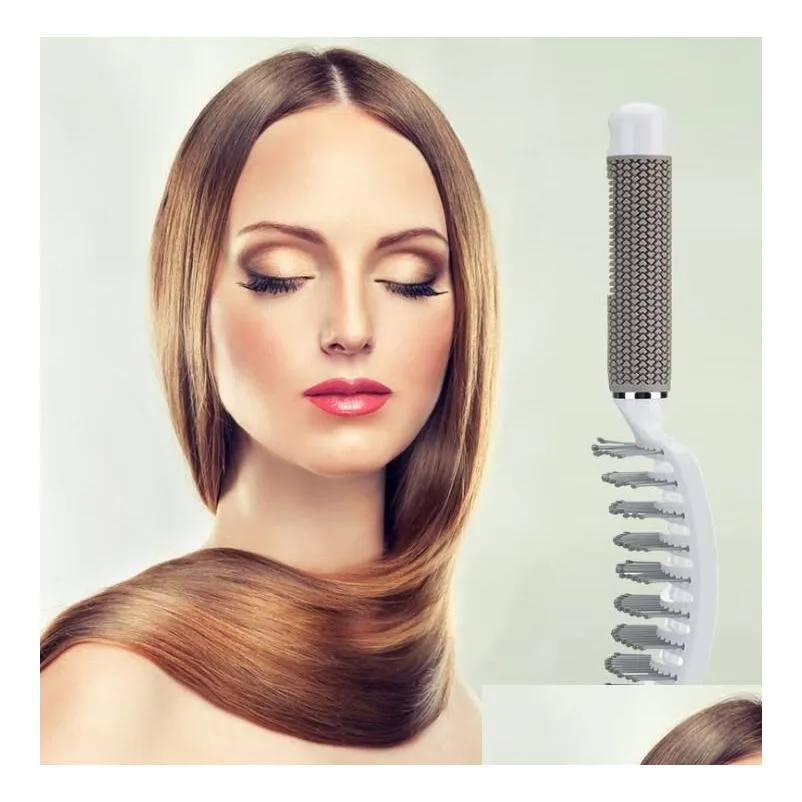 Women Massage Brush Hair Brush Smooth Hair Pure Pig Hairbrush Styling Plastic Nylon Big Bent Comb Hairdressing Styling Tool