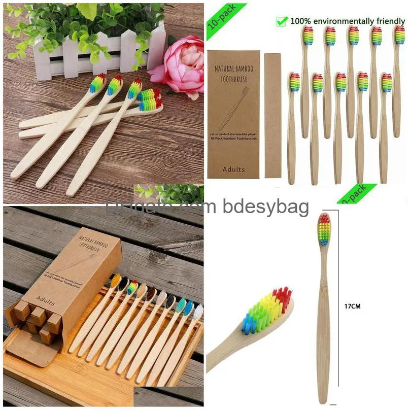 10pcs bamboo tooth brushes soft bristles oral care travel toothbrush for adults care logo custom