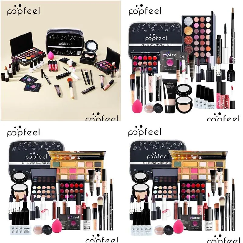POPFEEL Make up Set cosmetics kit(eyeshadow lipstick,eyebrow,BB cream,face powder,concealer,polish nail) 30 pcs in 1 set
