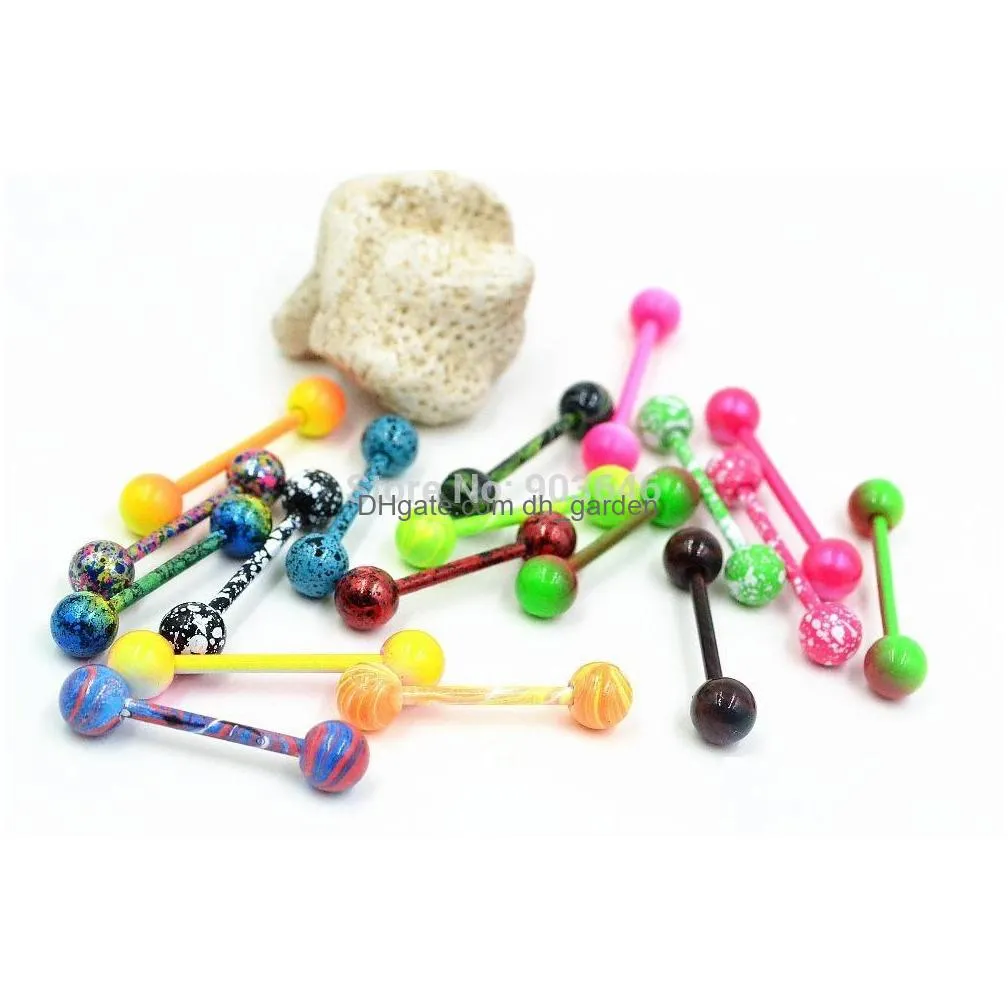 14g 50pcs shippment body jewelry- punk emo sex tongue ring bar nipple sheild barbells piercing