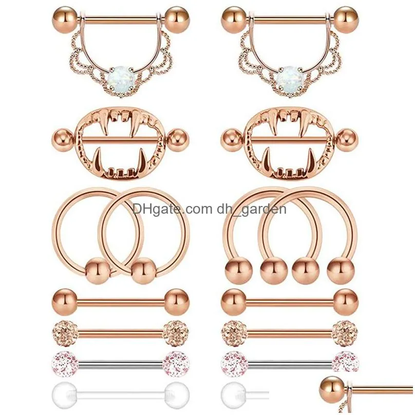 14g nipplerings nipple ring women surgical steel horseshoe circular barbell hoop tongue piercing retainer body jewelry