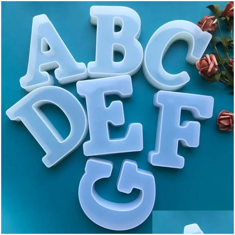 Craft Tools Jewelry Pendant Alphabet Epoxy Resin Mould English Letter Silicone Mold Keychain For Birthday Home Decoration Drop