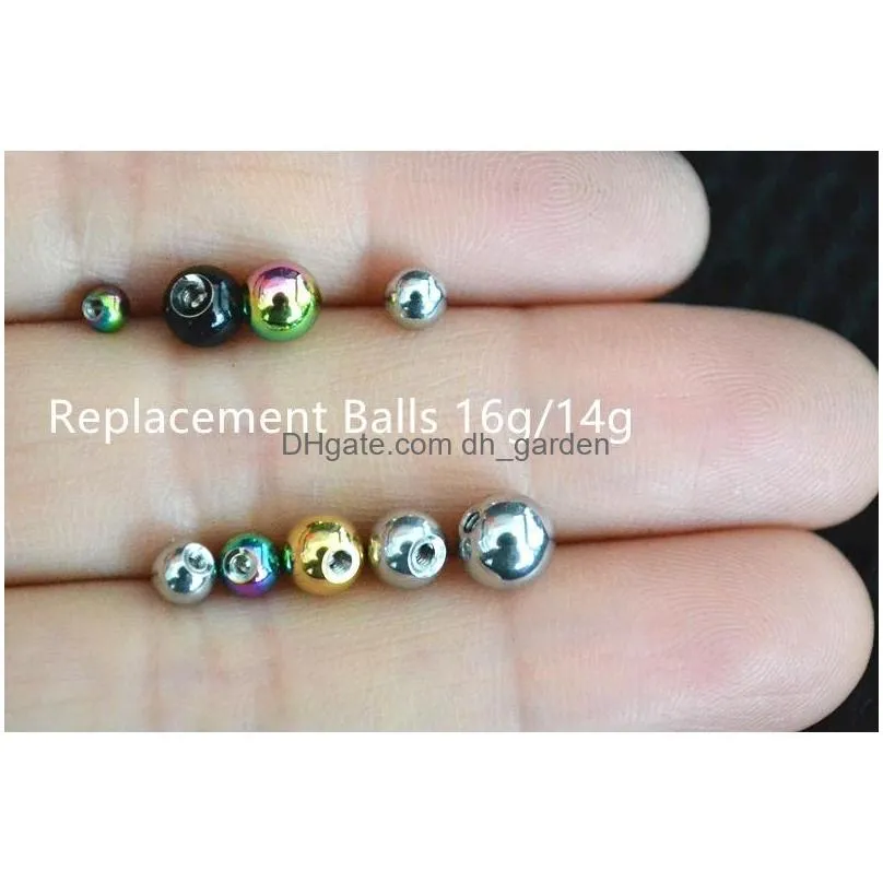 shippment 100pcs/lot stainless steel replacement body piercing jewelry for eyebrow/lip/nose/tongue/navel piercing ball