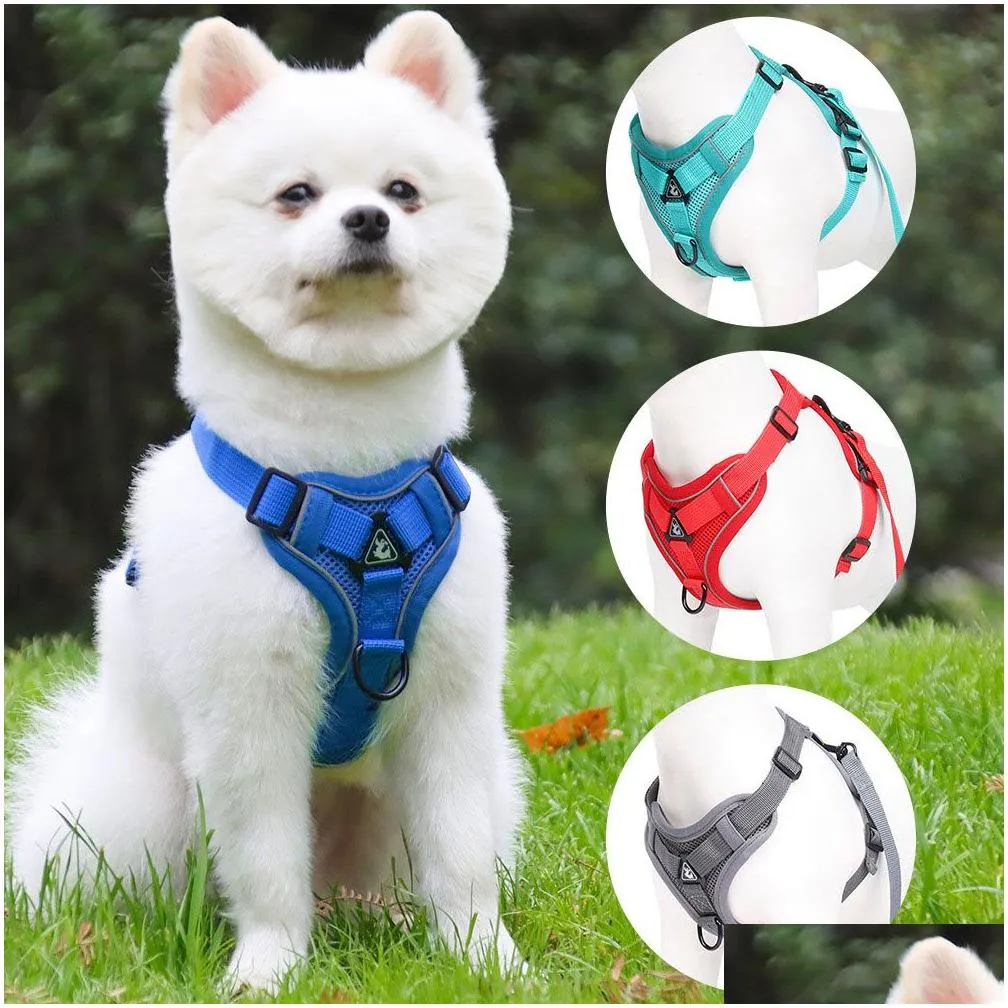 no pull pet harness dog harness adjustable outdoor pet vest  reflective oxford material vest with leash dogs easy control for small medium large