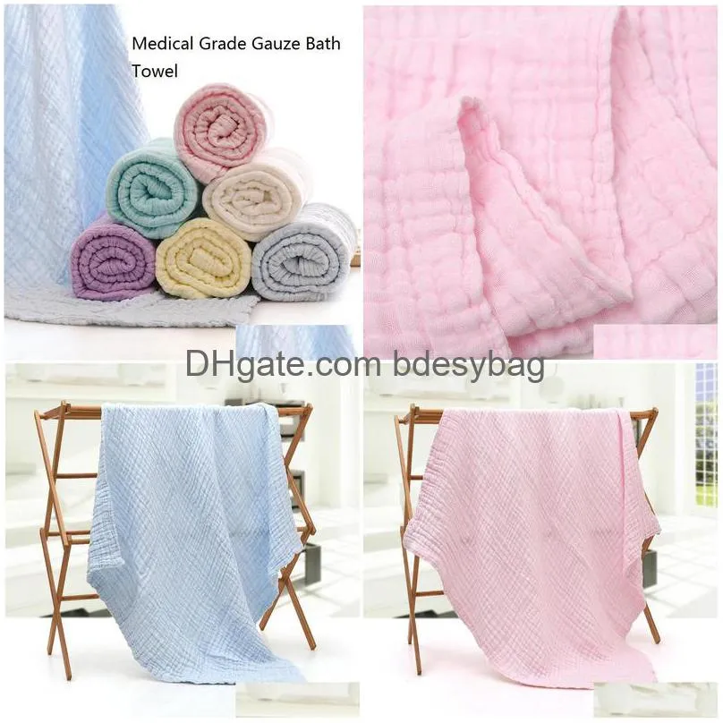 newborn 100% cotton baby robes blanket infant muslin kids soft bath shower towel baby gauze swaddle receiving blankets 110cm*110cm