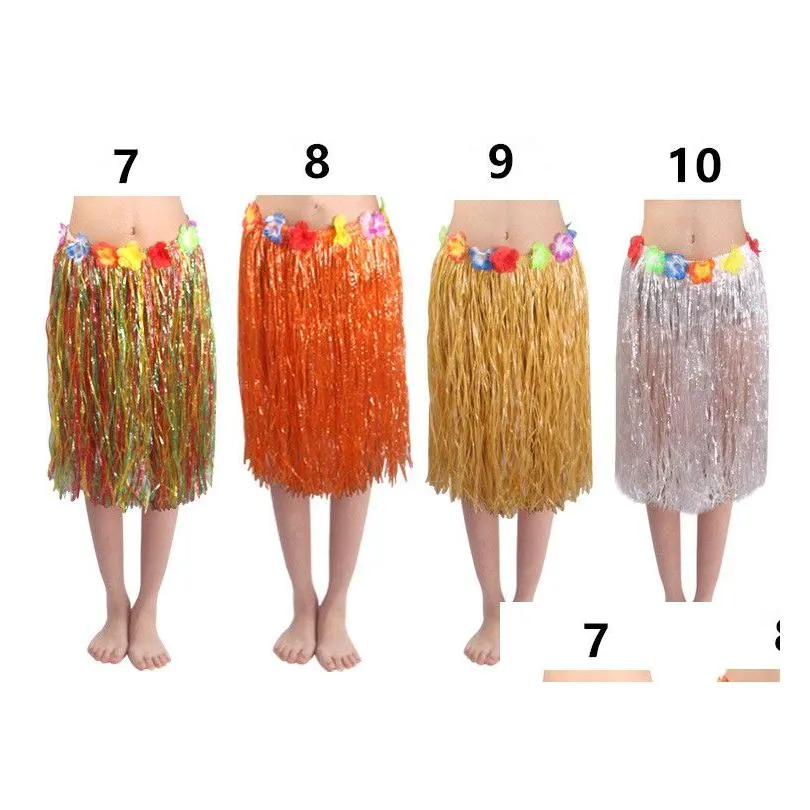 Hawaiian Costume Grass Skirts Hula Skirt Plastic Fibers Hawaiian Patry Decorations Children Kids & Adult Hula Show Skirt Beach Dance