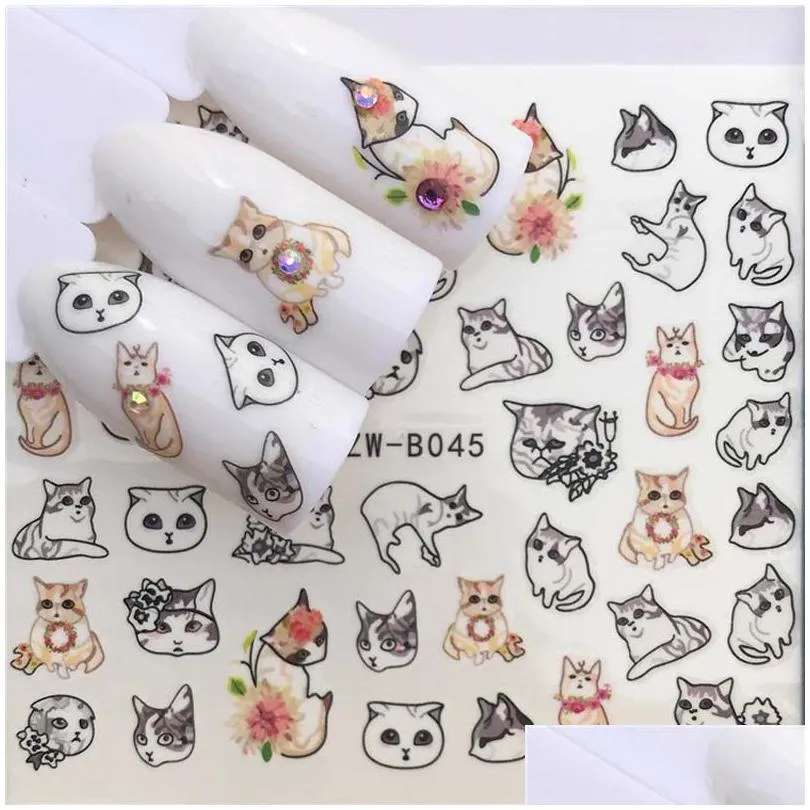 designs flowers nail sticker for manicure nail art decoration cute animal bunny ins water transfer decals fashion finger wraps tips