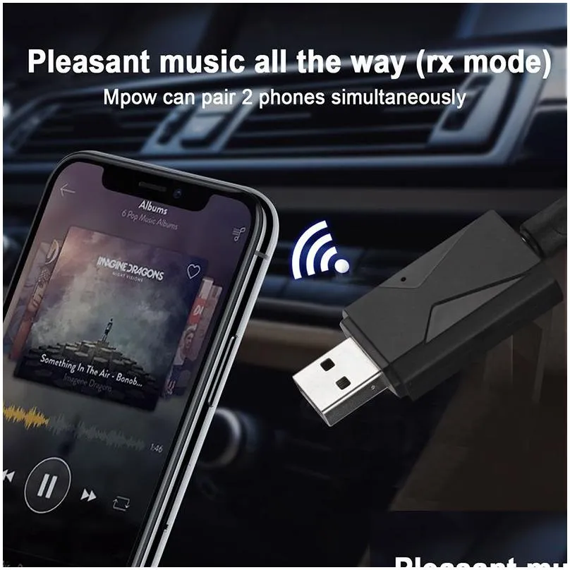 2 in 1 car audio receiver transmitter home wireless bluetooth usb adapter mini 3.5mm aux stereo player