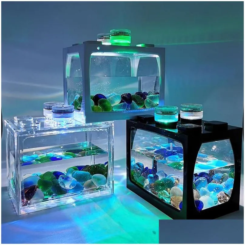 aquariums desktop aquarium fish tank with light battery type small supplies