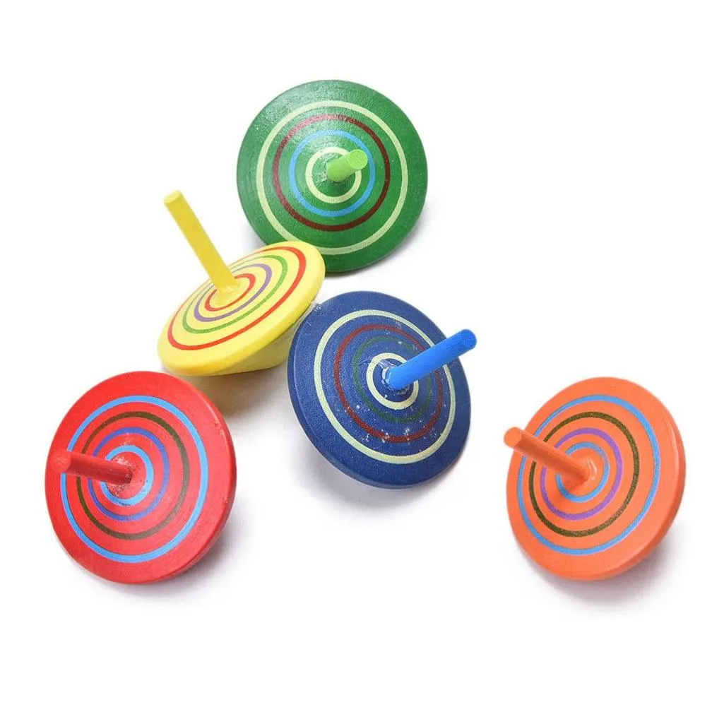 classic rainbow wood gyro toy multicolor mini cartoon wooden spinning top toy learning educational toys for kids kindergarten toys