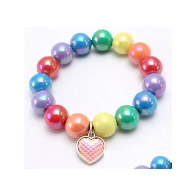 jewelry ins 12 styles kids bracelet colorf beads mermaid heart circle charms cute design princess for girl drop delivery baby matern