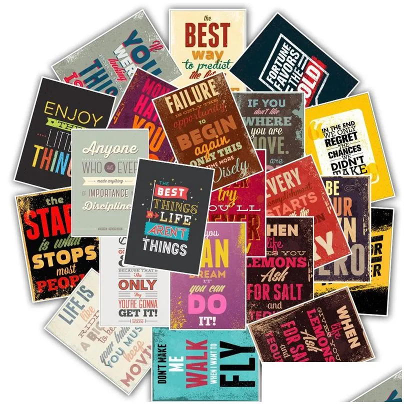 25pcs/set inspirational motto sticker doodle tide luggage sticker waterproof travel case laptop guitar skateboard car sticker