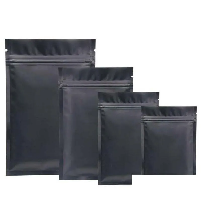 500pcs 8X12CM 10*15cm black color Metallic Mylar Food Storage Bags Flat Bottom Black Aluminum Foil Small Zipper Plastic Bags