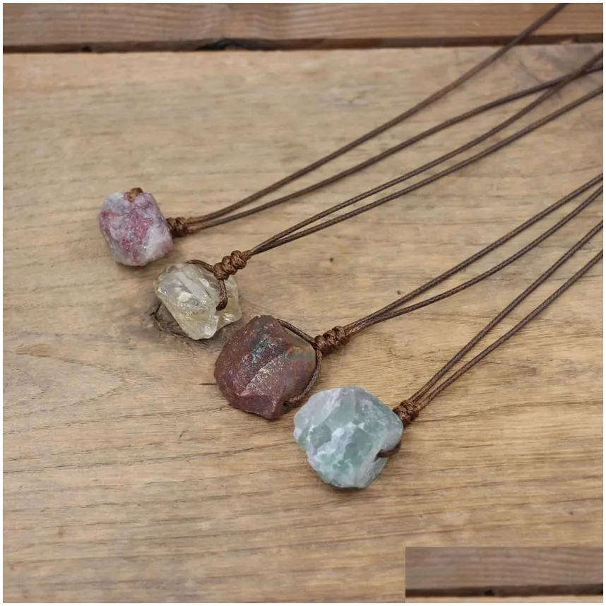 healing reiki raw stone mineral pendants necklace natural crystal fluorite rose quartzs tourmaline agates apatite necklaces jewelry