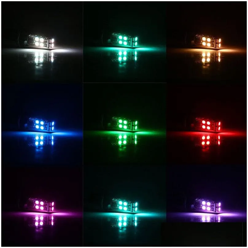 Car Lights LED Bulbs RGB With Remote Control Strobe Leding Lamp Reading Width Light White Interior Lighting Source Auto Styling 12V